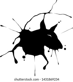 Vector illustration of black dog shaped blot