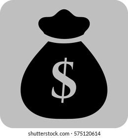 Ilustración vectorial del icono de la bolsa de dólar negro
