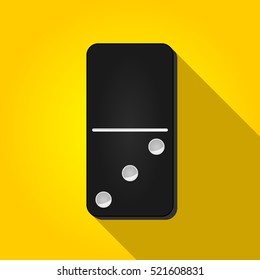 Vector illustration of a black domino icon in flat design style on yellow background. Domino sign.