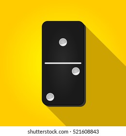Vector illustration of a black domino icon in flat design style on yellow background. Domino sign.