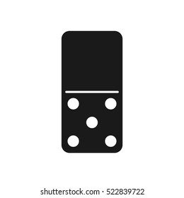 Vector illustration of a black domino icon in flat design style on white background. Domino sign.