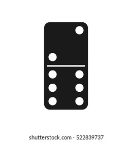 Vector illustration of a black domino icon in flat design style on white background. Domino sign.