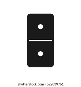 Vector illustration of a black domino icon in flat design style on white background. Domino sign.
