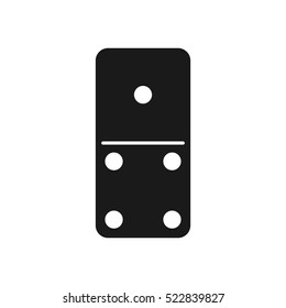 Vector illustration of a black domino icon in flat design style on white background. Domino sign.