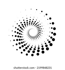 Vector Illustration Of Black Dotted Spiral Vortex On A White Background. Abstract Swirl Pattern Dots.