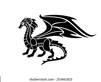 Vector illustration of a black dragon