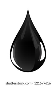 Vector illustration of black drop, isolated on white background