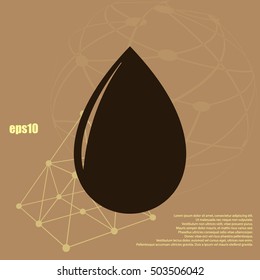 Vector illustration of black drop, isolated on white background