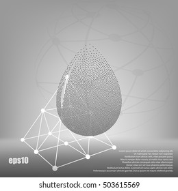 Vector illustration of black drop, isolated on white background
