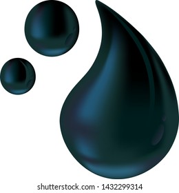 Vector illustration. Black drops. Sphere and tear shape. Shiny style.