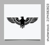 Vector illustration of a black eagle on white paper which is perfect for logos, business cards, posters and icons
