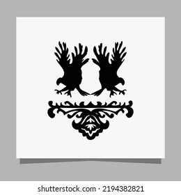 Vector illustration of a black eagle on white paper which is perfect for logos, business cards, posters and icons