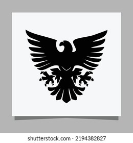 Vector illustration of a black eagle on white paper which is perfect for logos, business cards, posters and icons