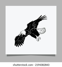 Vector illustration of a black eagle on white paper which is perfect for logos, business cards, posters and icons