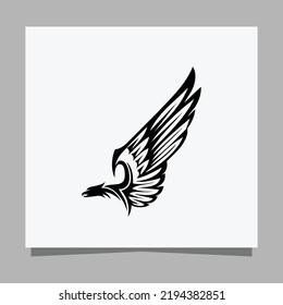 Vector illustration of a black eagle on white paper which is perfect for logos, business cards, posters and icons
