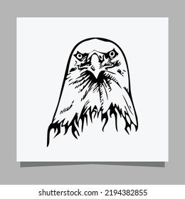 Vector illustration of a black eagle on white paper which is perfect for logos, business cards, posters and icons