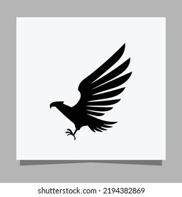 Vector illustration of a black eagle on white paper which is perfect for logos, business cards, posters and icons