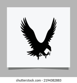 Vector illustration of a black eagle on white paper which is perfect for logos, business cards, posters and icons