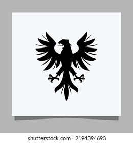 Vector illustration of a black eagle on white paper which is perfect for logos, business cards, posters and icons