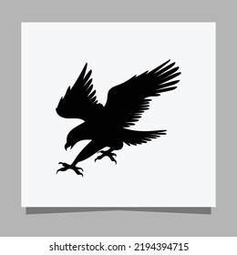 Vector illustration of a black eagle on white paper which is perfect for logos, business cards, posters and icons