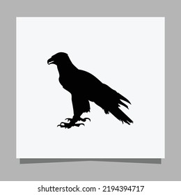 Vector illustration of a black eagle on white paper which is perfect for logos, business cards, posters and icons