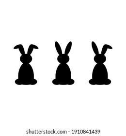 ilustración vectorial. conejos negros de Pascua ambientados en fondo blanco