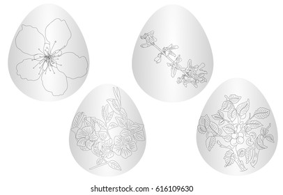 Vector illustration: black egg with ornament for Easter holidays design isolated on white background