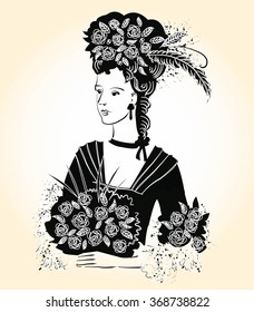 Vector illustration. Black Elegant Lady 