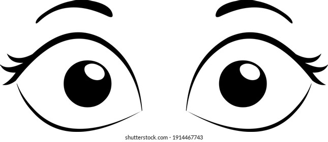 Vector illustration of black eyes of woman