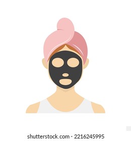 Vector illustration of black face mask icon sign and symbol. colored woman icons for website design .Simple design on white background.