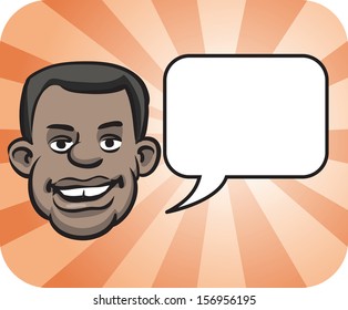 Vector illustration of black face with speech bubble. Easy-edit layered vector EPS10 file scalable to any size without quality loss. High resolution raster JPG file is included.