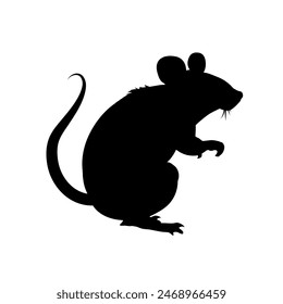 Vector Illustration of a Black Field Mouse Silhouette	