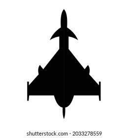 Vector illustration of black fighter jet icon silhouette