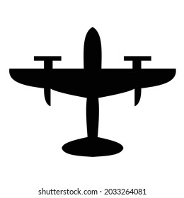 Vector illustration of black fighter plane icon silhouette