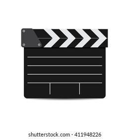 vector illustration of black film clapper isolated on white. EPS