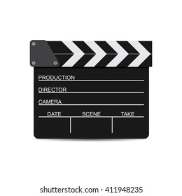vector illustration of black film clapper isolated on white. EPS