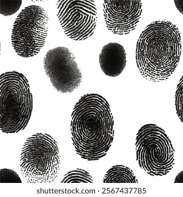 Vector Illustration of Black Fingerprint on White Background – Grunge Thumbprint Design as Identity Symbol for ID Graphics and Visual Identity Elements
