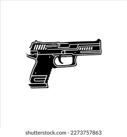  vector illustration of black firearm