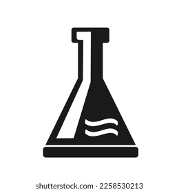 Ilustración vectorial, icono del matraz negro. 