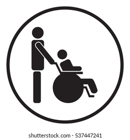 vector illustration of black flat icon disabled white background. circle stroke