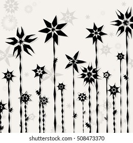 Vector illustration of black flower. Ideal for cards, wrapping, decoration room, ban