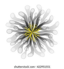 vector illustration of black flower with yellow pestle