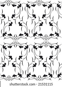 Vector Illustration of black flowers with leafs over a white background