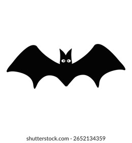 Vector illustration of a black flying bat in cartoon style. Great for Halloween decorations, spooky designs, party invites, haunted themes, children’s graphics, and seasonal artwork.