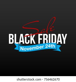 Vector illustration Black Friday banner with ribbon. Big Sale Holiday Black Friday inscription design template.