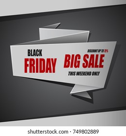 Vector illustration of Black Friday big sale banner, discount up to 75%