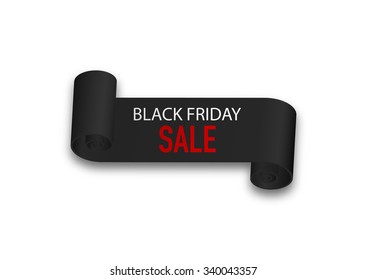 Vector illustration Black Friday discounts. Black ribbon.