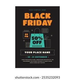Vector illustration of Black Friday flyer poster template design