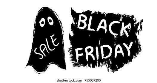 Vector illustration: Black Friday with ghost