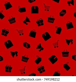 Vector illustration of Black friday icons set on red background